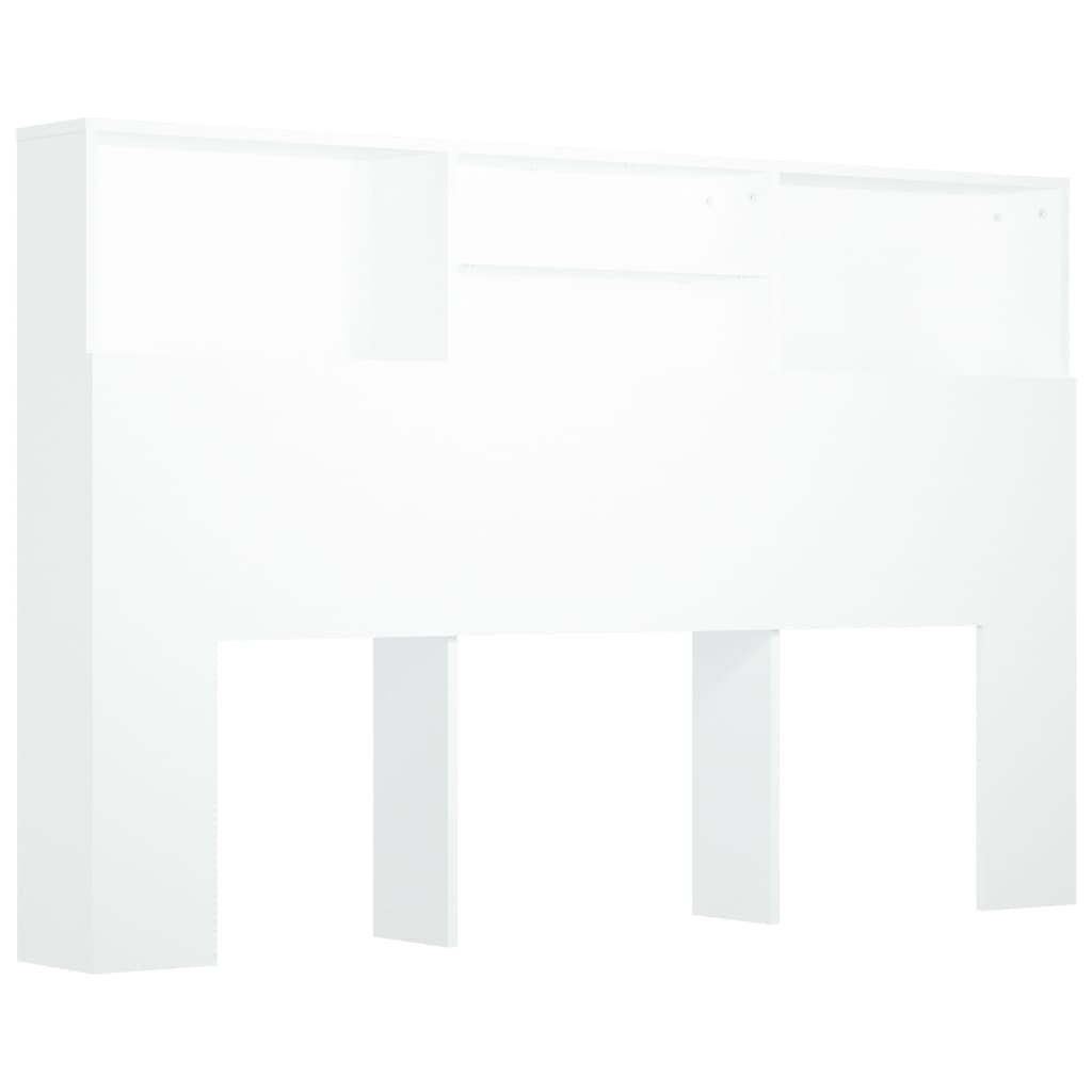 Headboard Engineered Wood Cabinet White Bookcase Storage 160cm