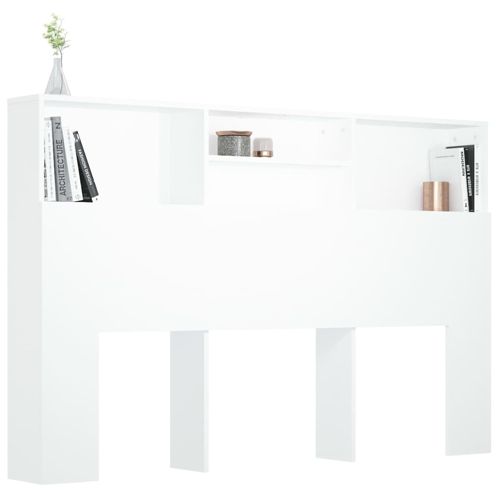 Headboard Engineered Wood Cabinet White Bookcase Storage 160cm