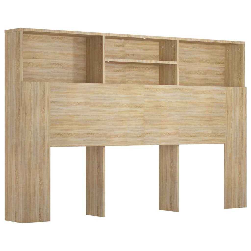 Headboard Cabinet Engineered Wood Bed Bedroom Storage Unit 160cm Sonoma Oak
