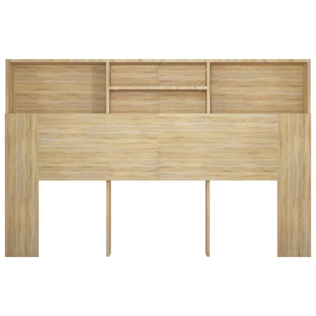 Headboard Cabinet Engineered Wood Bed Bedroom Storage Unit 160cm Sonoma Oak
