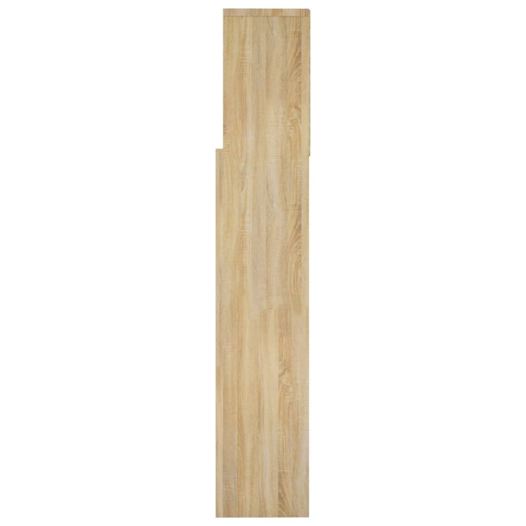 Headboard Cabinet Engineered Wood Bed Bedroom Storage Unit 160cm Sonoma Oak