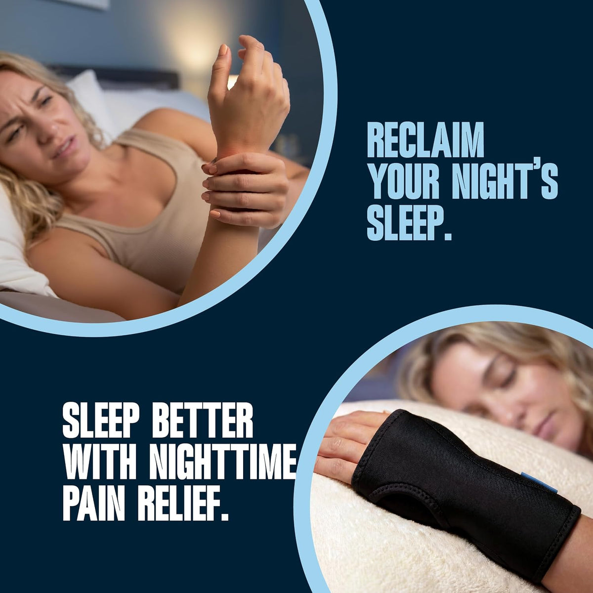 ComfyBrace Night Wrist Sleep Support Brace Cushioned Adjustable Fits Both Hands