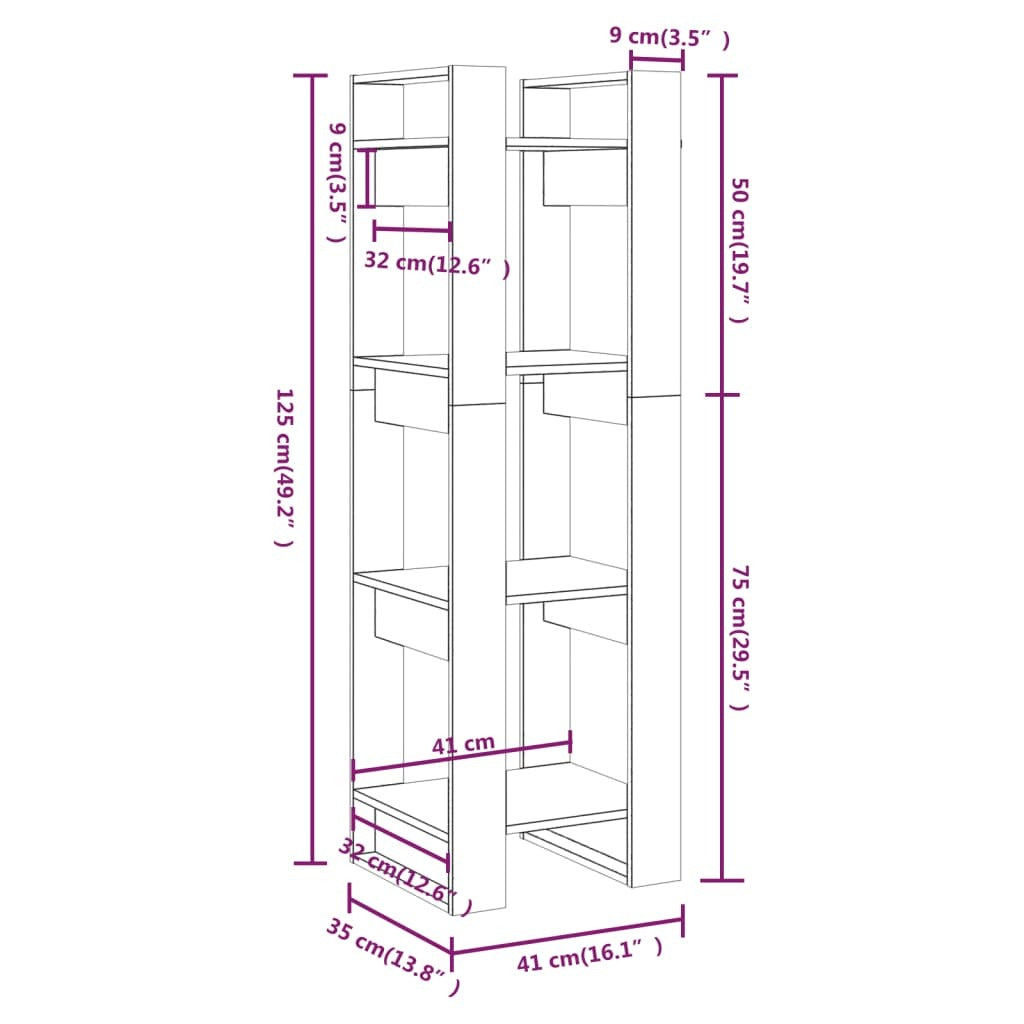 Book Cabinet Room Divider Storage Bookshelf Unit Solid Pinewood Natural