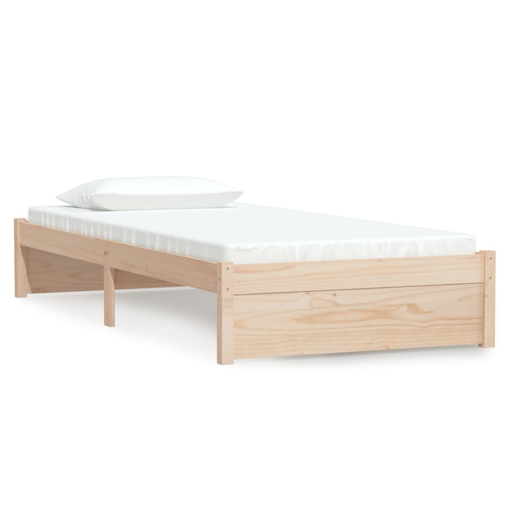 Bed Frame without Mattress 90x190cm Single Solid Pinewood Bedstead Natural
