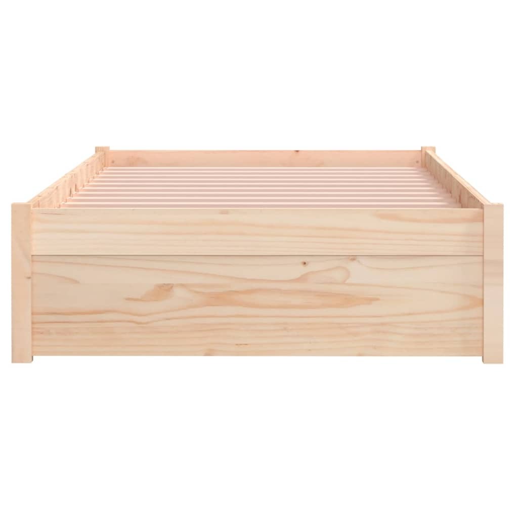 Bed Frame without Mattress 90x190cm Single Solid Pinewood Bedstead Natural
