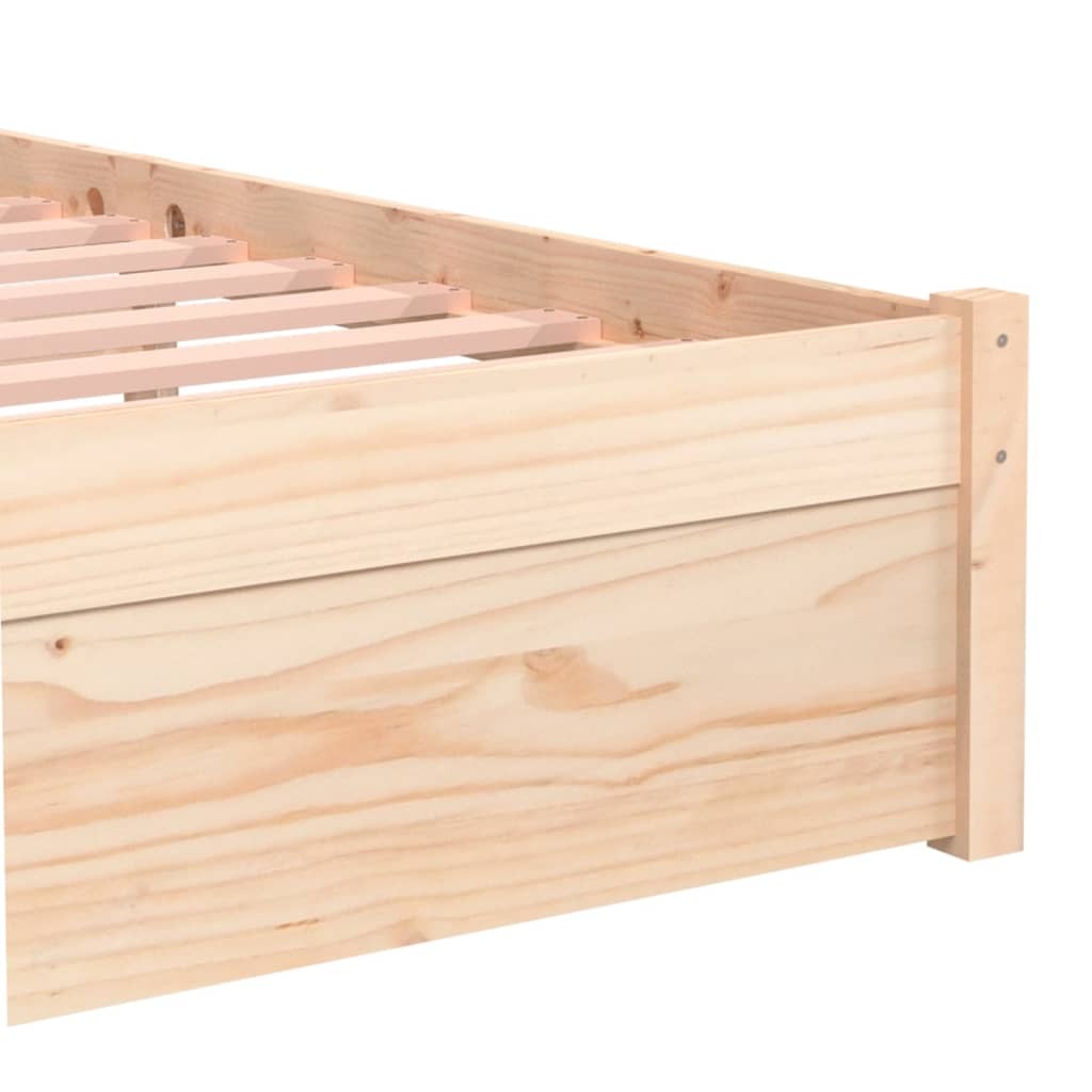 Bed Frame without Mattress 90x190cm Single Solid Pinewood Bedstead Natural
