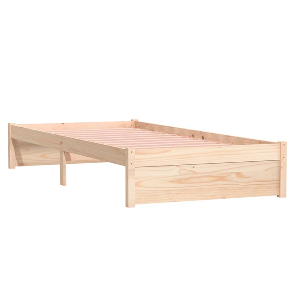 Bed Frame without Mattress 90x190cm Single Solid Pinewood Bedstead Natural