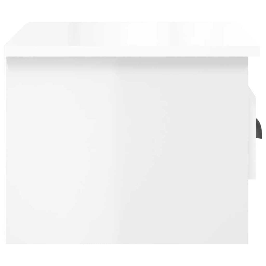 Wall-Mounted Bedside Cabinets 2 pcs Floating Drawer High Gloss Engineered White