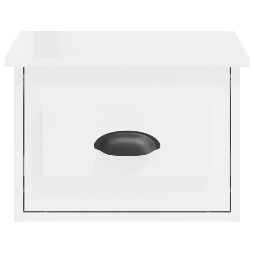 Wall-Mounted Bedside Cabinets 2 pcs Floating Drawer High Gloss Engineered White