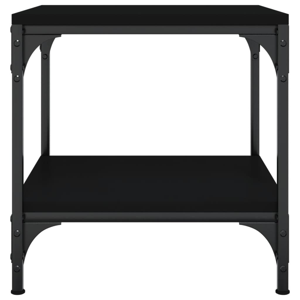 Side Tables 2 pcs Industrial Coffee End Table Steel Frame Engineered Wood Black