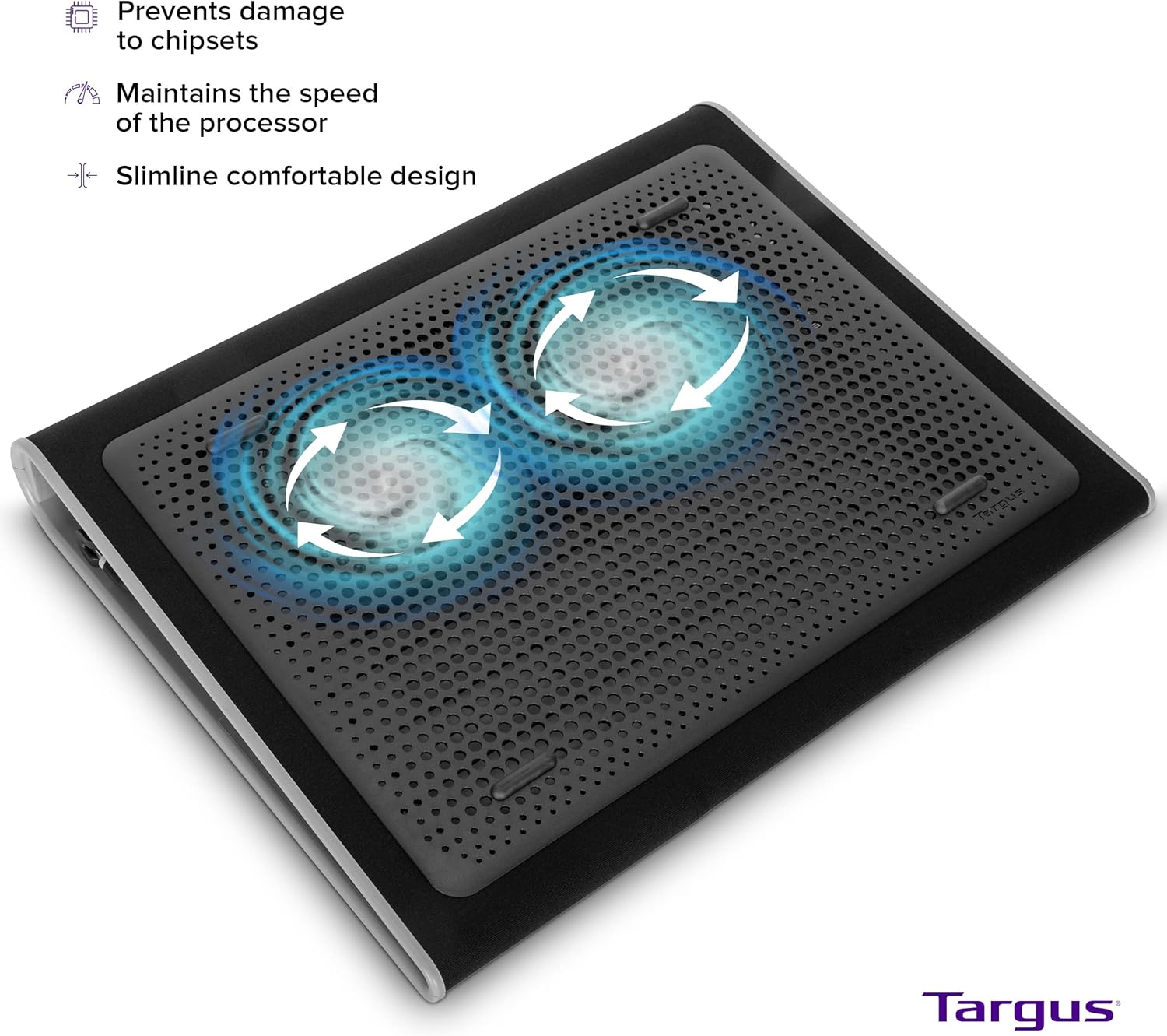 Targus Chill Mat Cooling Stand with 2 Fans Neoprene Cushioning and Anti Slip Rubber Stops