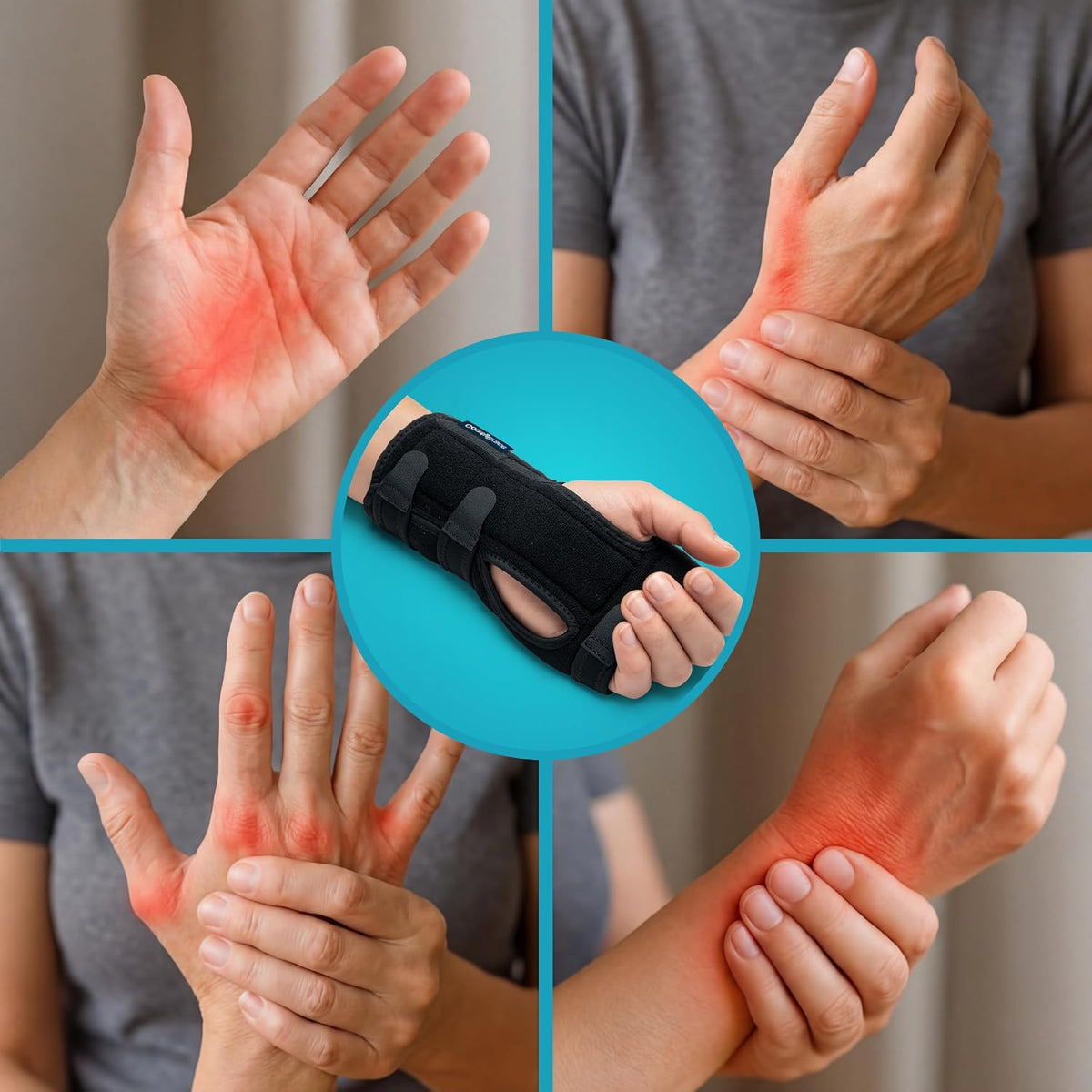 ComfyBrace Night Wrist Sleep Support Brace Cushioned Adjustable Fits Both Hands