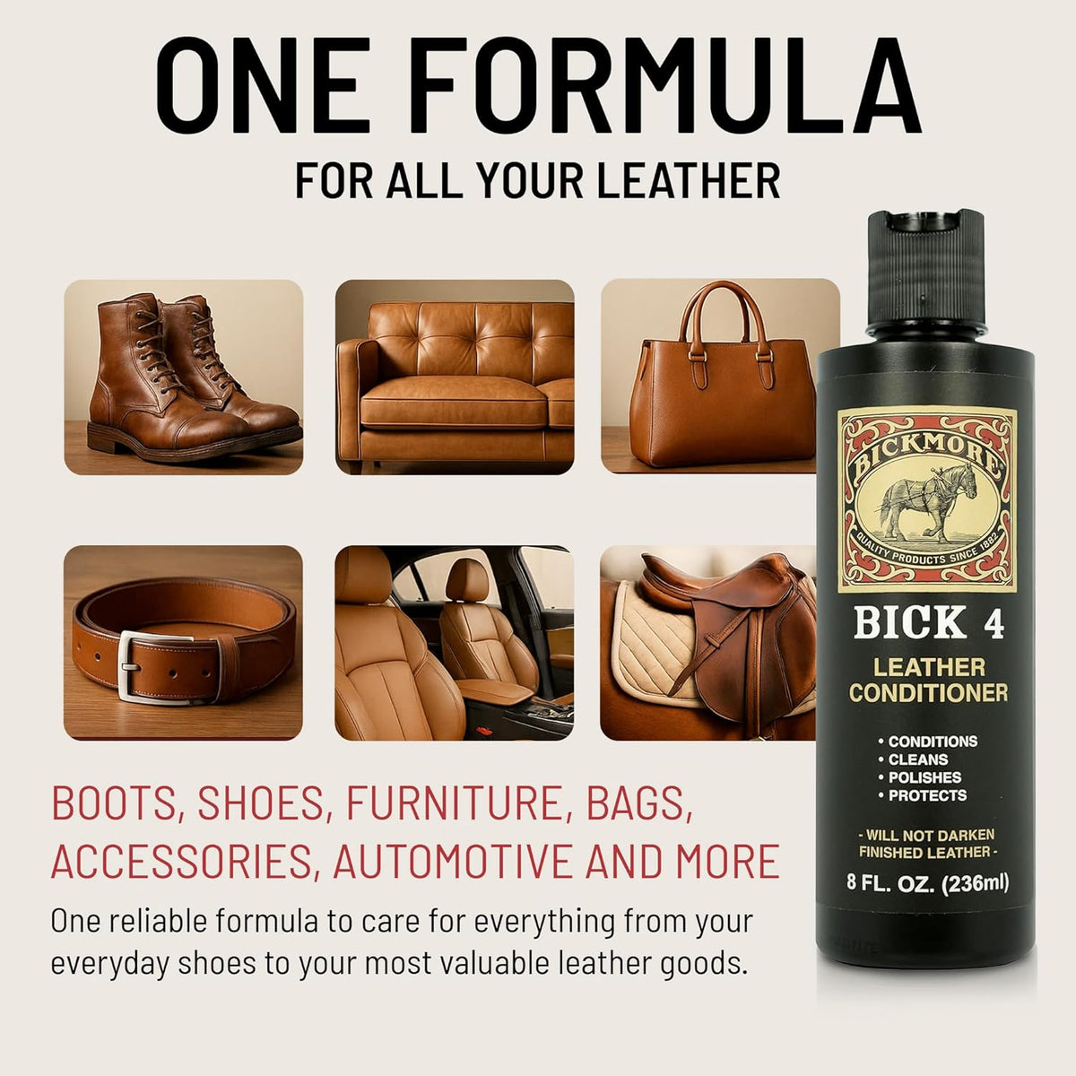 Bickmore Bick 4 Leather Conditioner 8 oz, Polish and Protect Leather Products