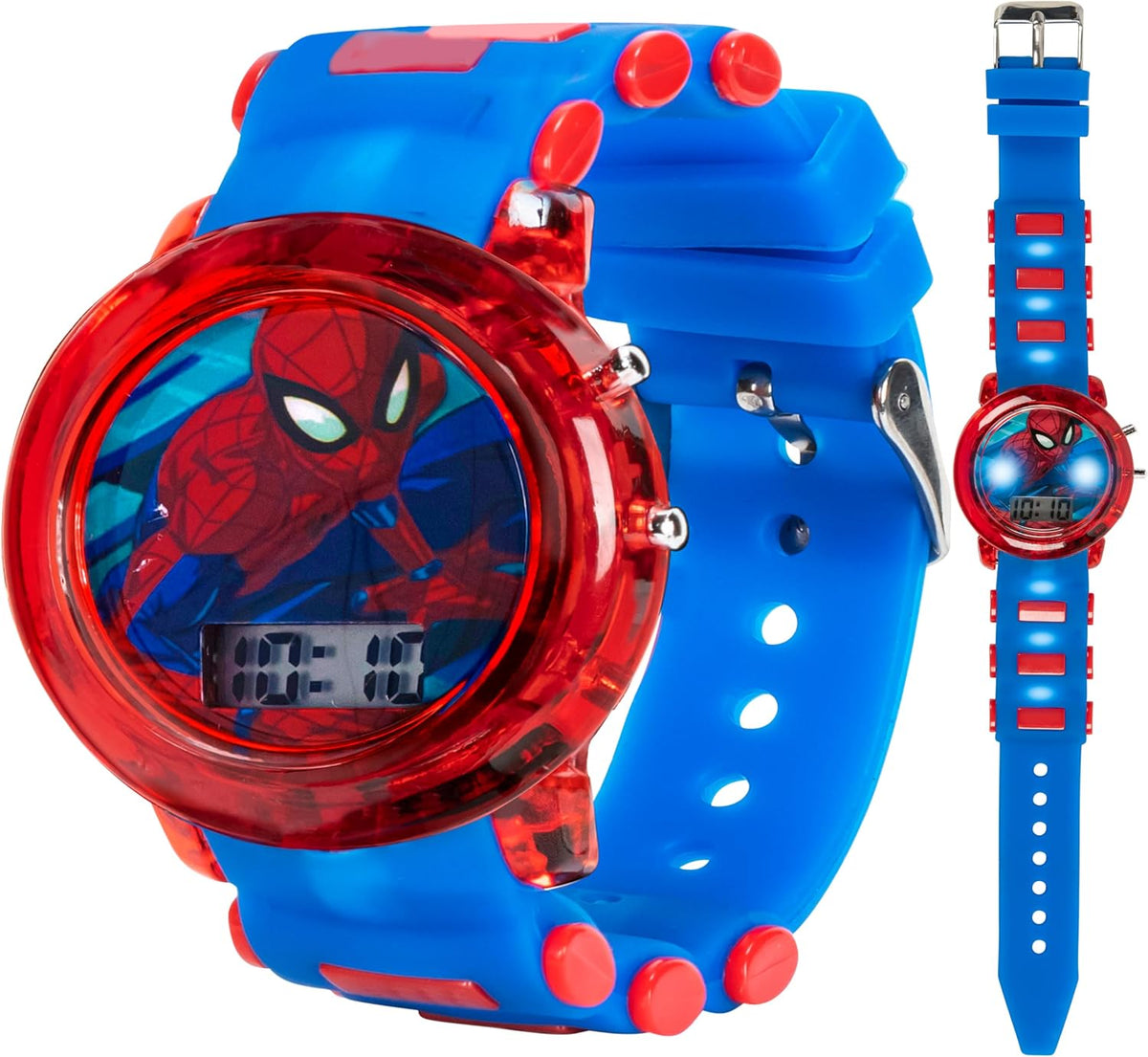 Marvel Spider-Man Digital Watch for Kids Flashing LED Easy Reader Red/Blue