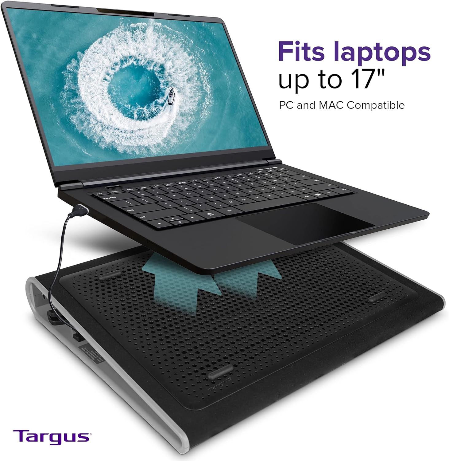 Targus Chill Mat Cooling Stand with 2 Fans Neoprene Cushioning and Anti Slip Rubber Stops