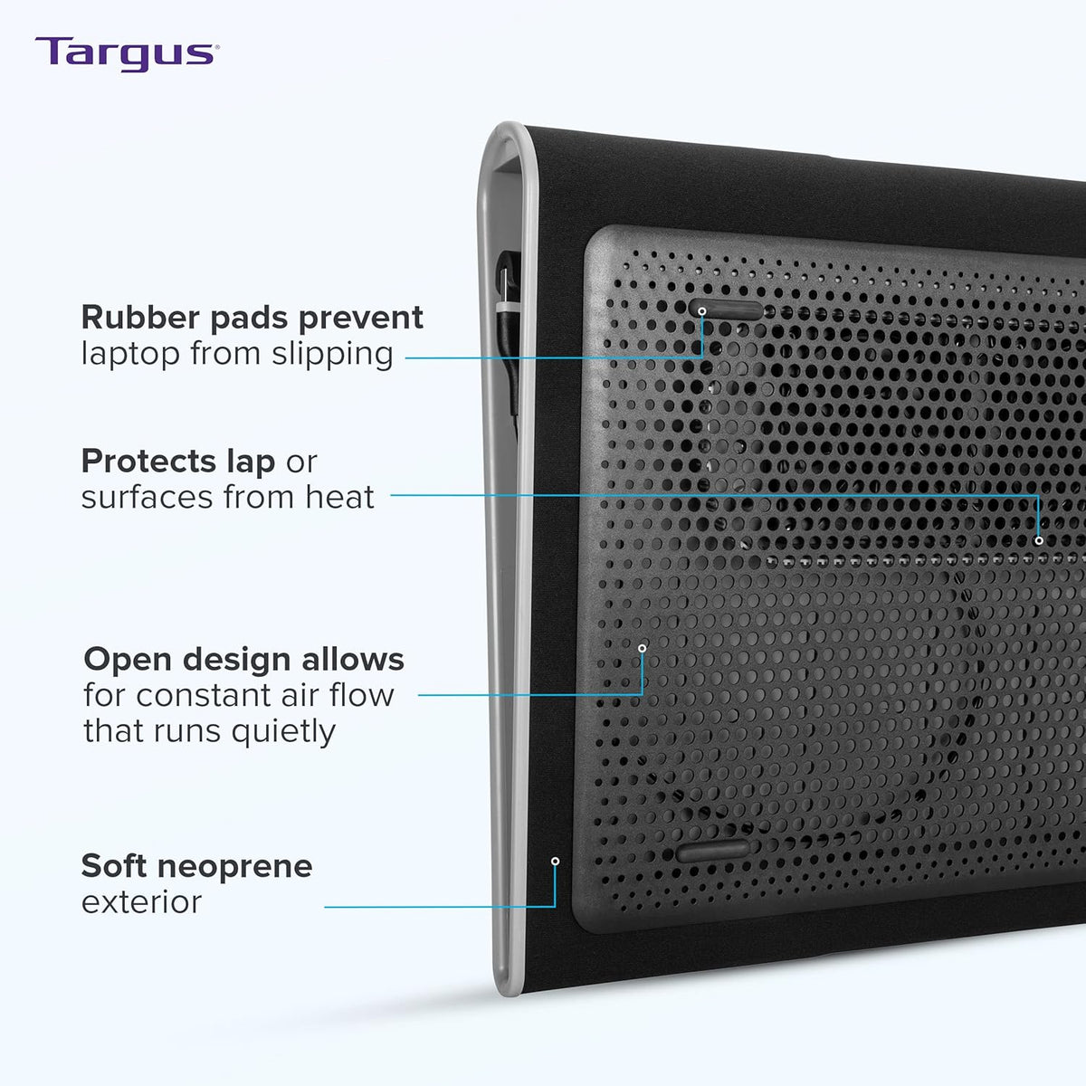 Targus Chill Mat Cooling Stand with 2 Fans Neoprene Cushioning and Anti Slip Rubber Stops