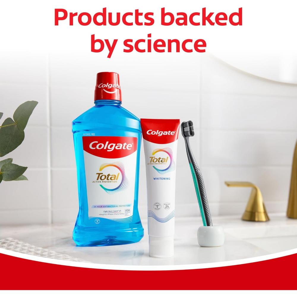 Colgate Total Active Prevention Whitening Toothbrush, Soft, Adult, 2 Pack, Black