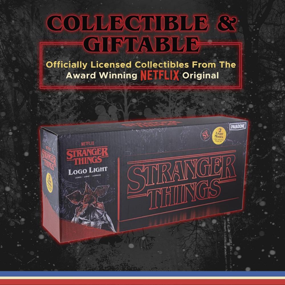 Paladone Stranger Things Logo Light, LED Tabletop Decorative Lamp, Battery Powered