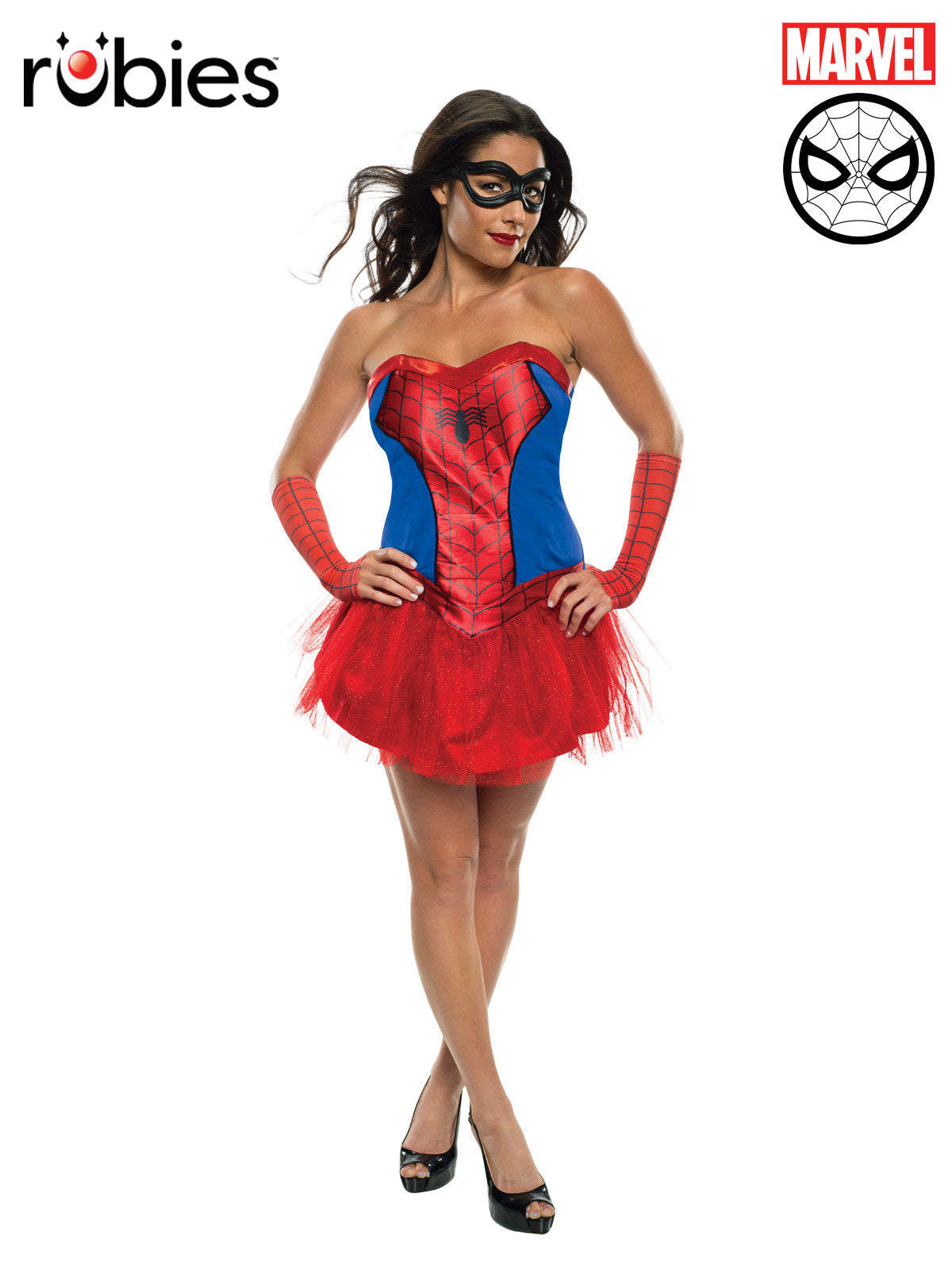 Spider Lady Costume for Adults Dress with Tutu Gauntlets Eye Mask Superhero