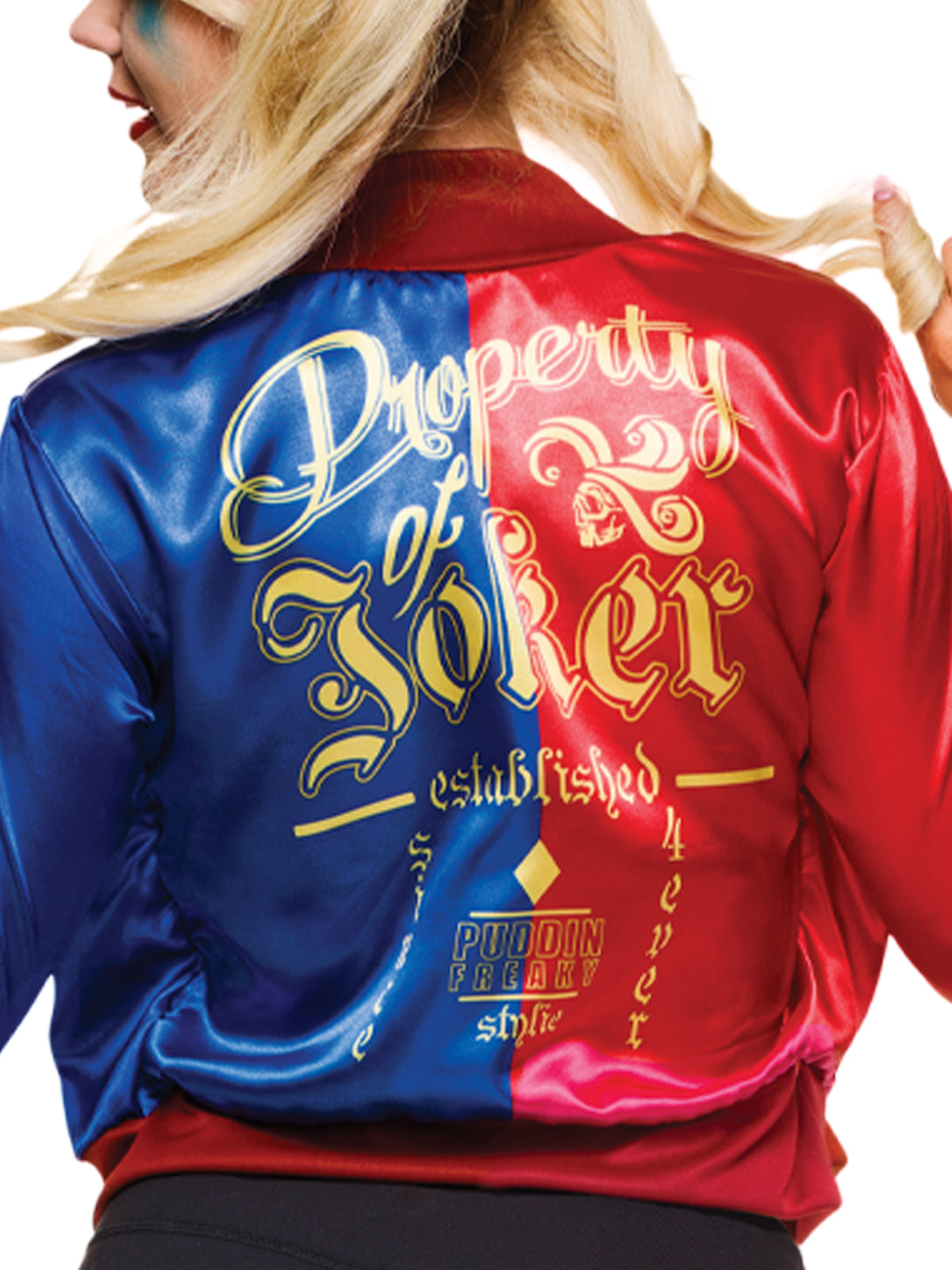Harley Quinn Women's Bomber Jacket Costume Top Official DC Comics – Red Colour