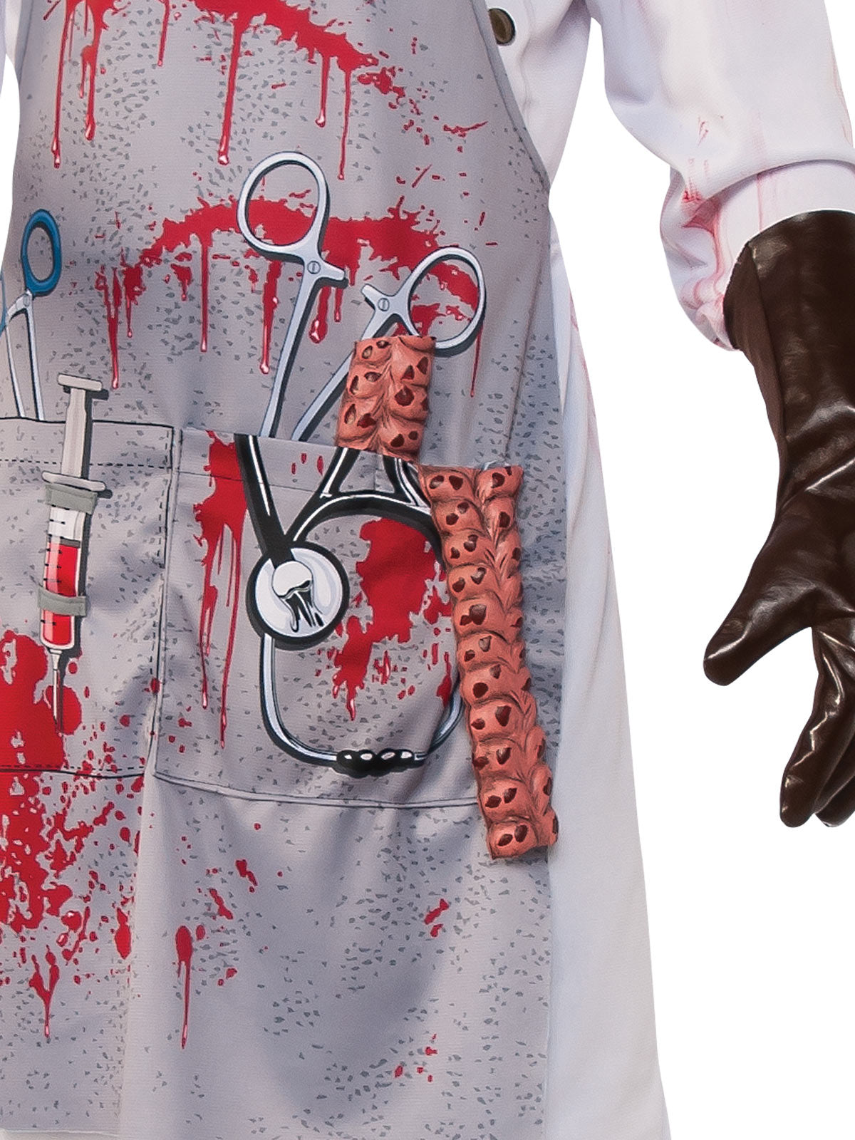 Mad Scientist Costume Adult Bloody Lab Coat with Mask Hat Glasses and Gloves