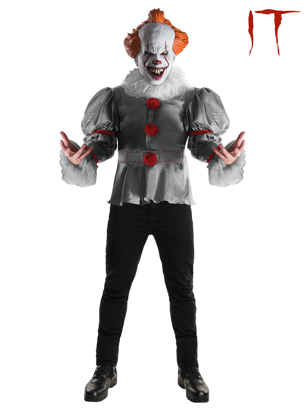 Pennywise IT Deluxe Clown Costume with Mask and Collar for Halloween