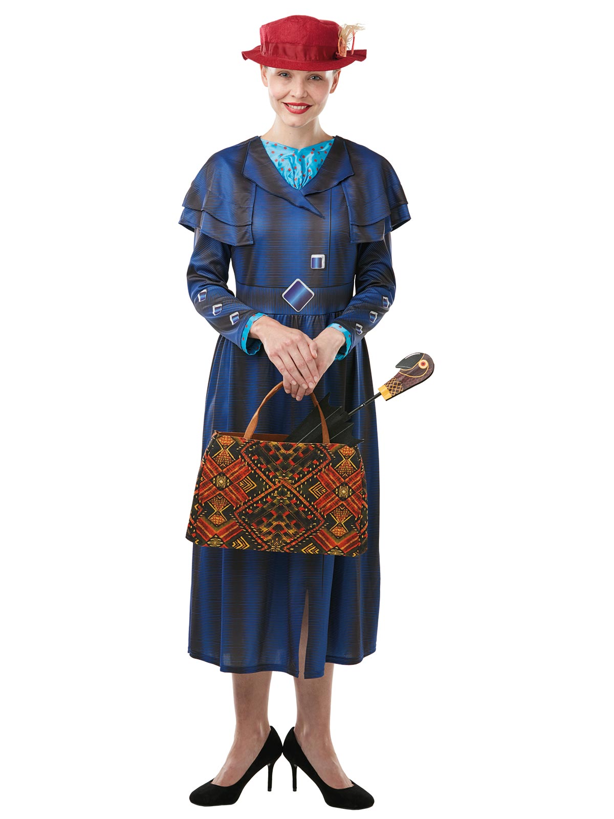 Mary Poppins Returns Deluxe Costume Adult Disney Nanny Dress with Hat and Scarf