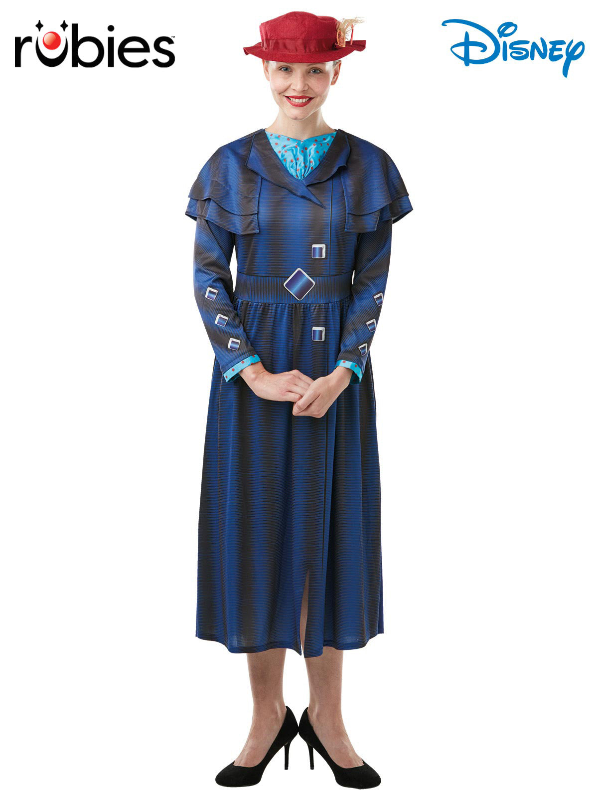 Mary Poppins Returns Deluxe Costume Adult Disney Nanny Dress with Hat and Scarf