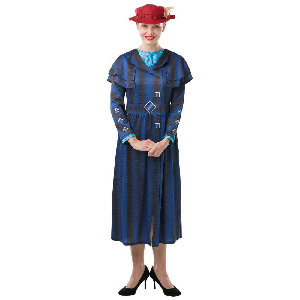 Mary Poppins Returns Deluxe Costume Adult Disney Nanny Dress with Hat and Scarf