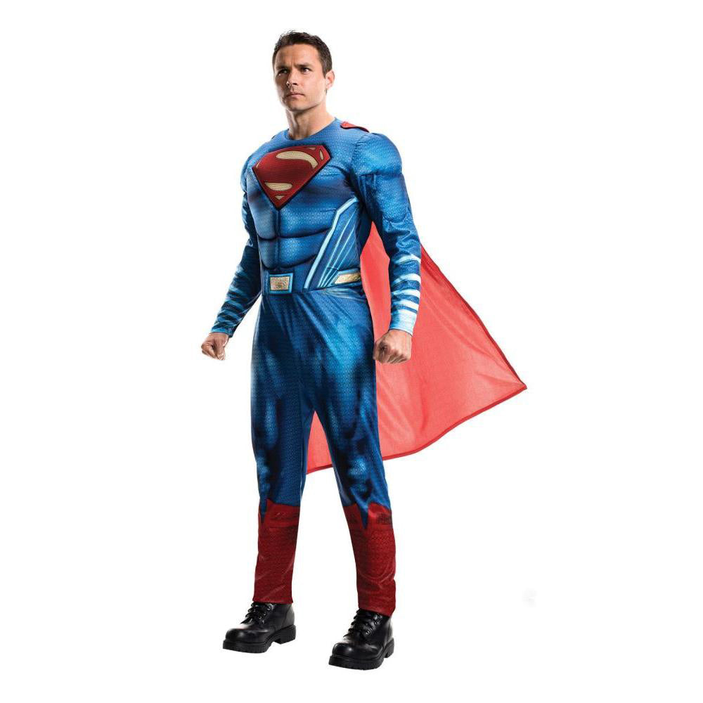 Superman Costume for Men Deluxe Justice League Muscle Chest Suit with Cape