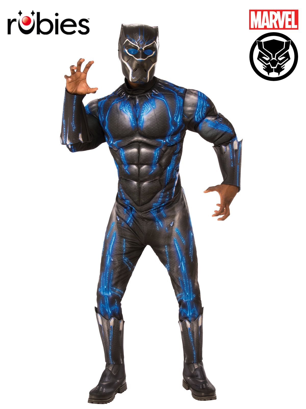 Black Panther Battle Costume for Adults Official Marvel Avengers Jumpsuit with Mask Black Colour