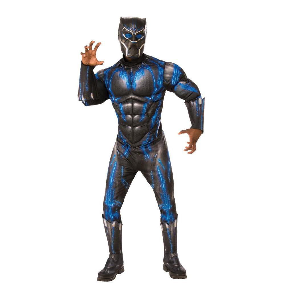 Black Panther Battle Costume for Adults Official Marvel Avengers Jumpsuit with Mask Black Colour