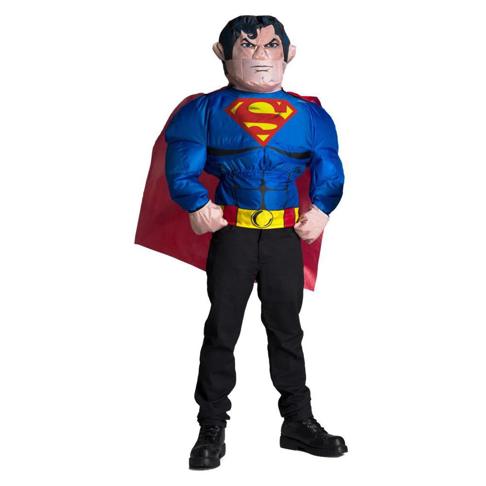 Superman Inflatable Costume Top for Adults with Cape and Fan Muscle Effect