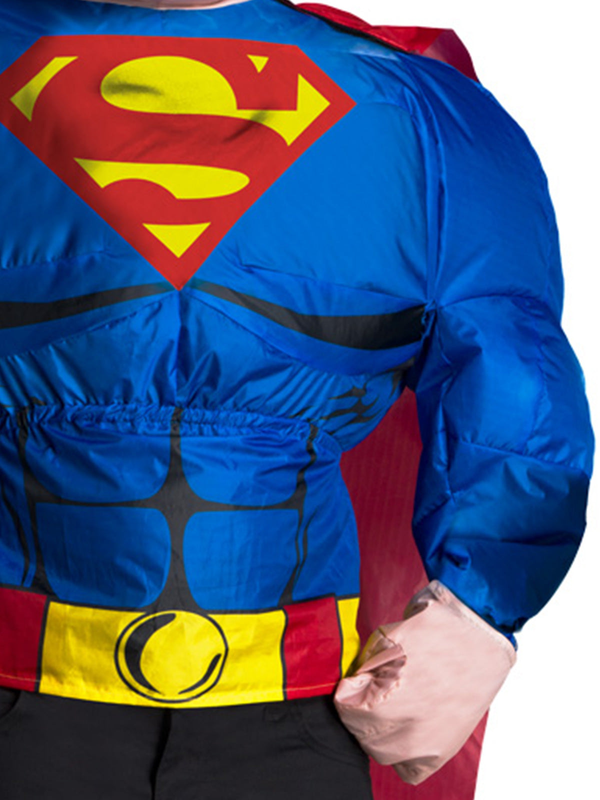 Superman Inflatable Costume Top for Adults with Cape and Fan Muscle Effect
