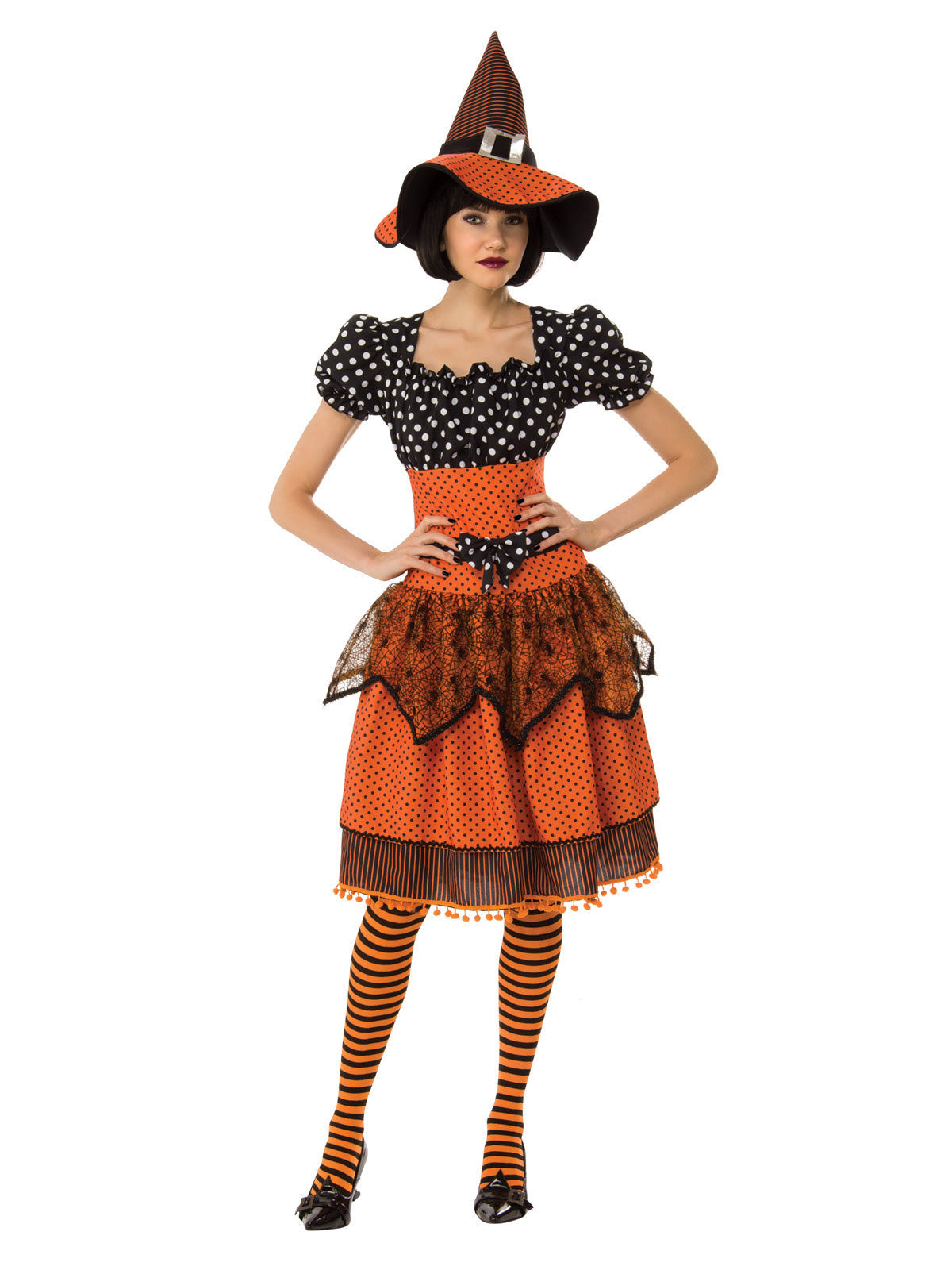 Polka Dot Witch Fun Colorful Halloween Costume with Hat