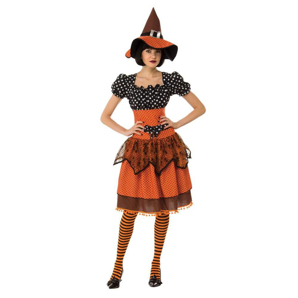 Polka Dot Witch Fun Colorful Halloween Costume with Hat