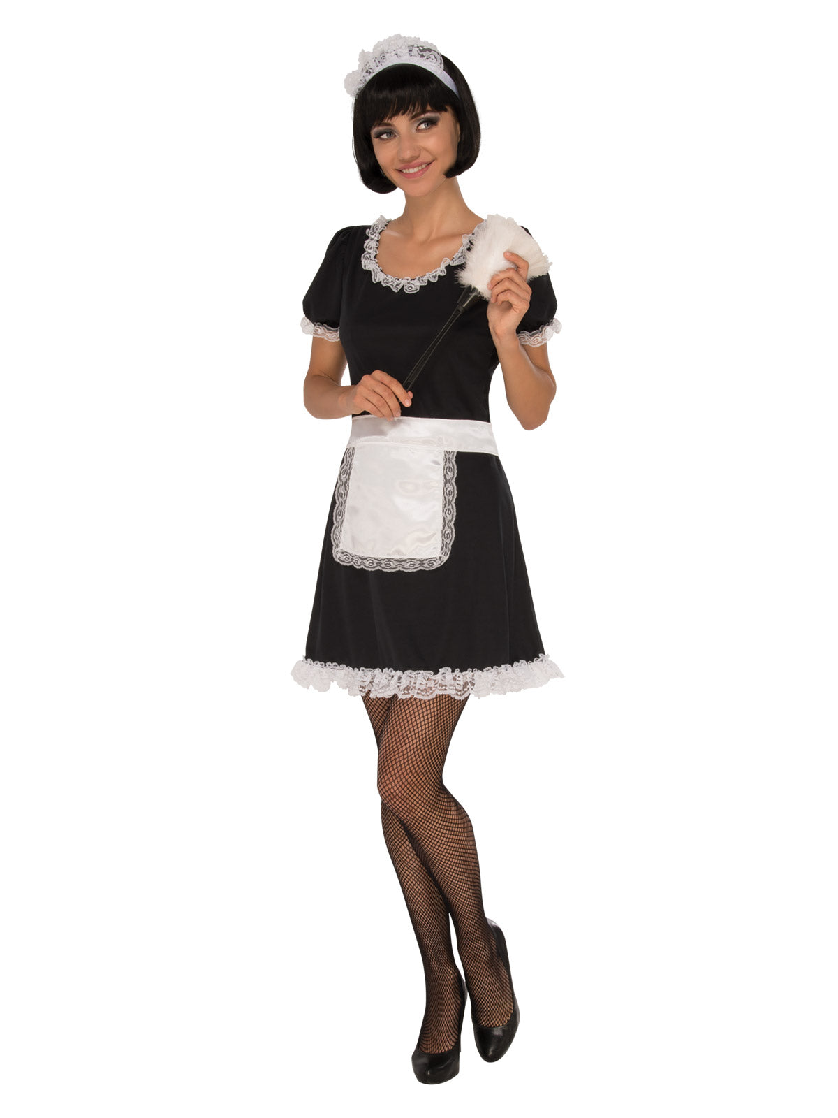 Sexy French Maid Costume Women Lace Apron Dress Headpiece