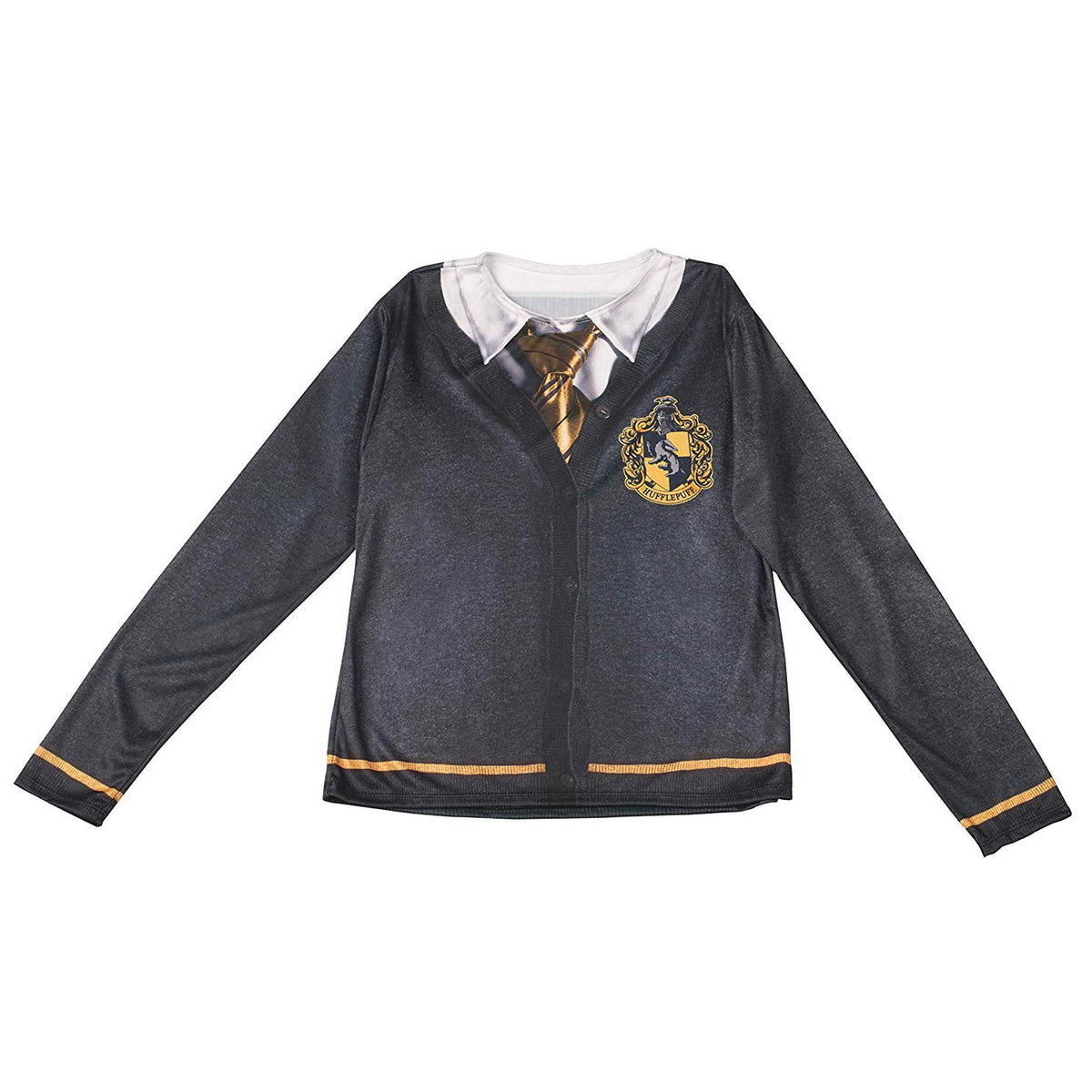 Hufflepuff Student Costume Top for Kids - Harry Potter Official Licensed Shirt with Emblem - Yellow & Black Colour