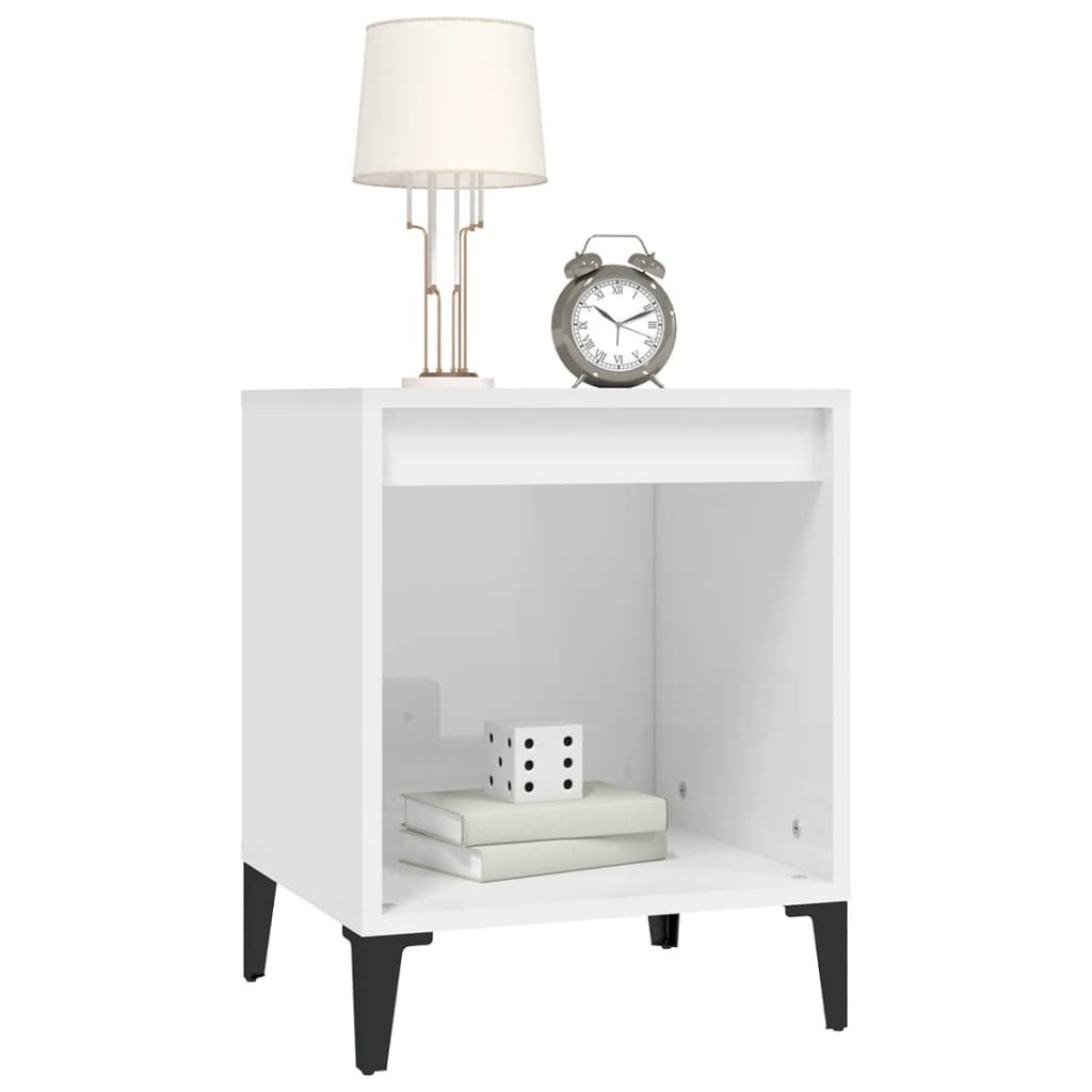 Bedside Cabinets 2 pcs Nightstand Storage Table Engineered Wood White