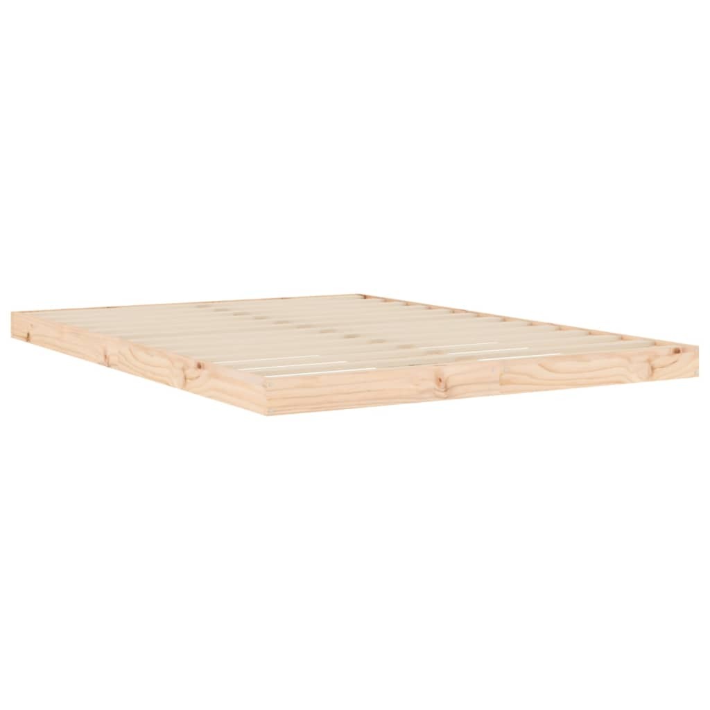 Bed Frame without Mattress 135x190cm Double Solid Pinewood Bedstead Natural