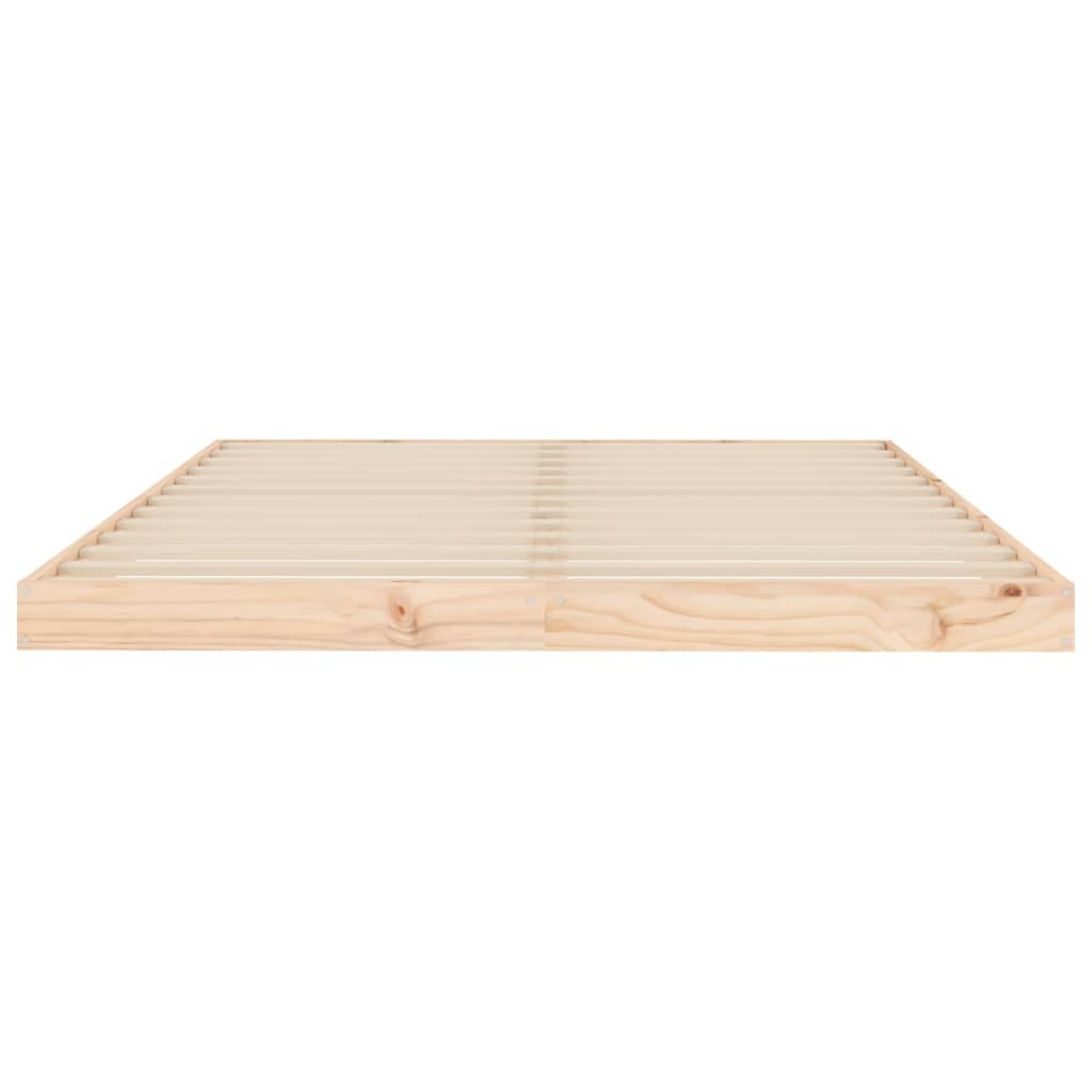 Bed Frame without Mattress 135x190cm Double Solid Pinewood Bedstead Natural