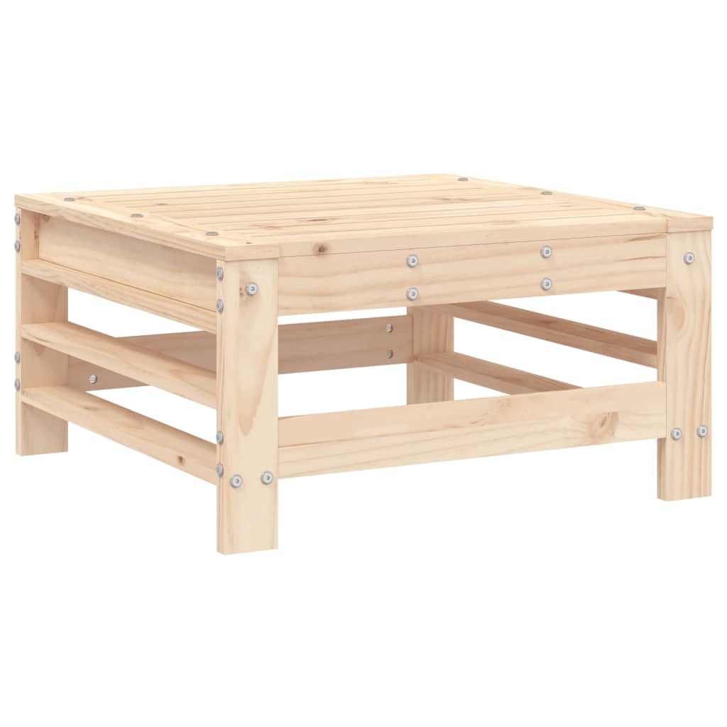 Garden Footstool with Cushion Modular Outdoor Ottoman Solid Pinewood Natural