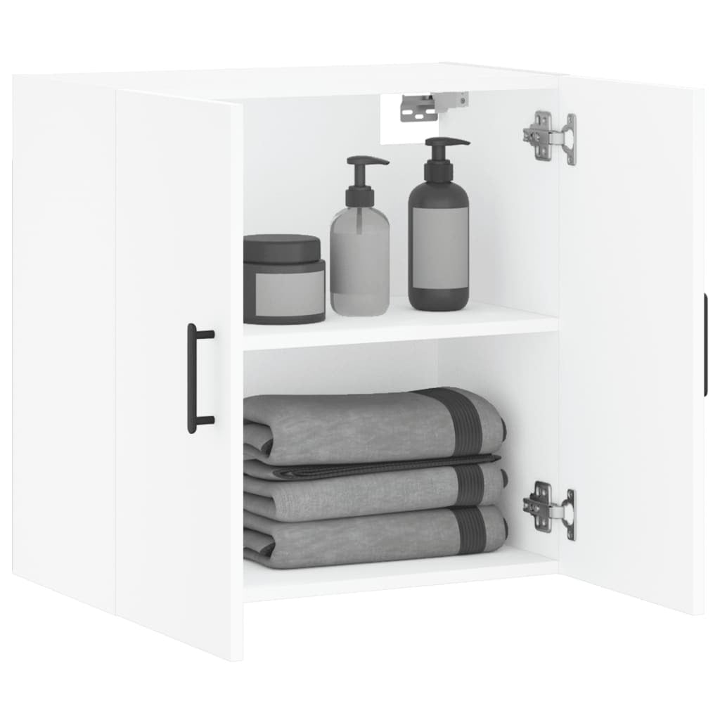 Wall Cabinet Floating Storage Unit Wall Mounted Engineered Wood White