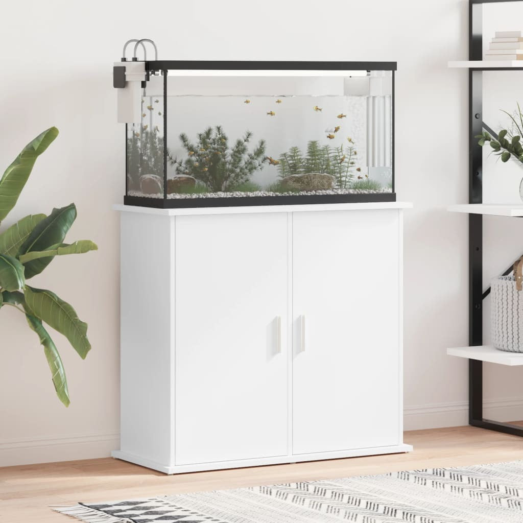 Aquarium Stand Engineered Wood Fish Tank Cabinet Storage Base Unit White