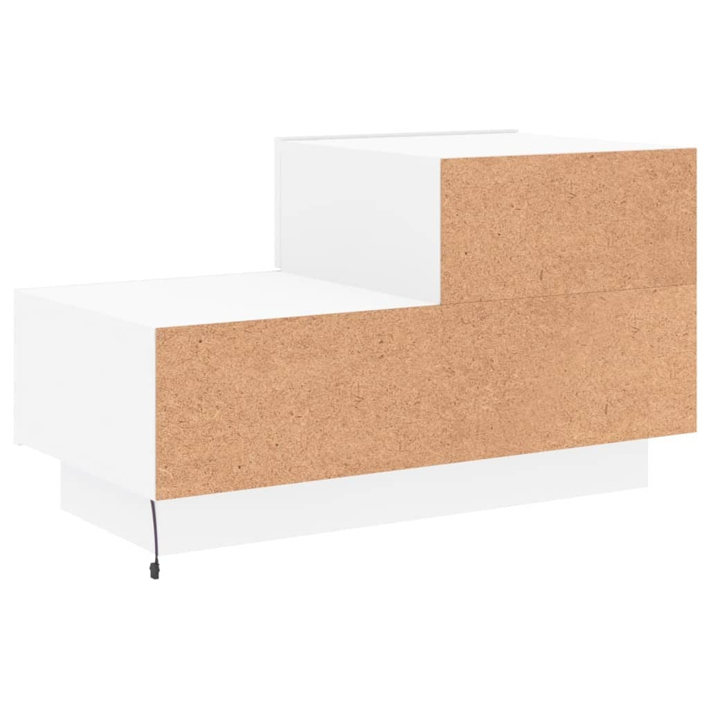 Bedside Cabinet with RGB LED Lights Nightstand Storage Engineered Wood White