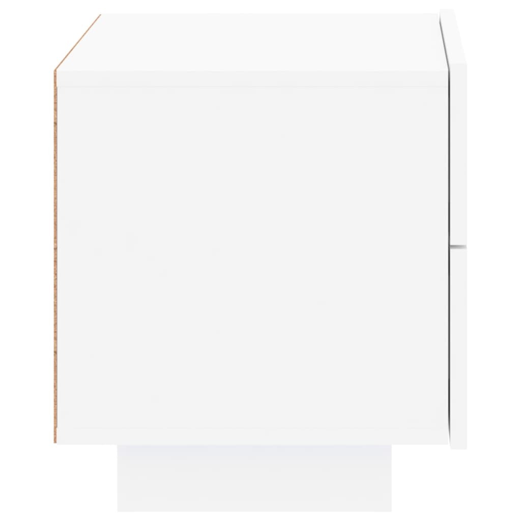 Bedside Cabinet with RGB LED Lights Nightstand Storage Engineered Wood White