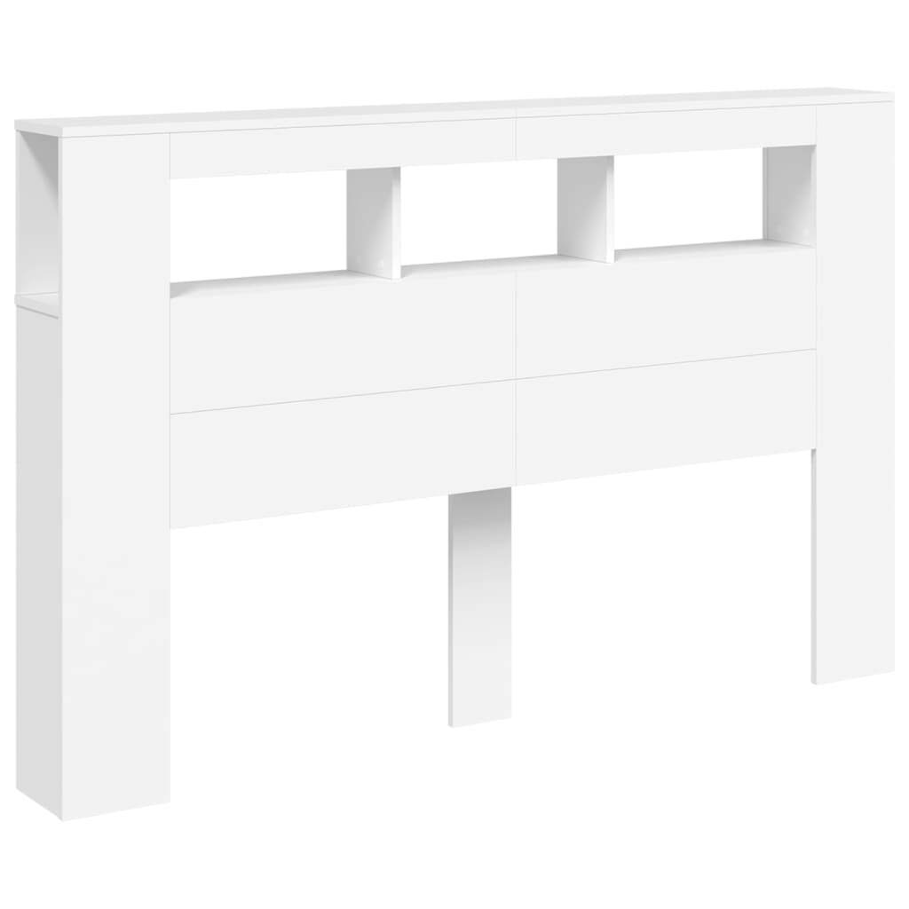 LED Headboard Engineered Wood Bed Bedroom Light Up Panel 160cm White