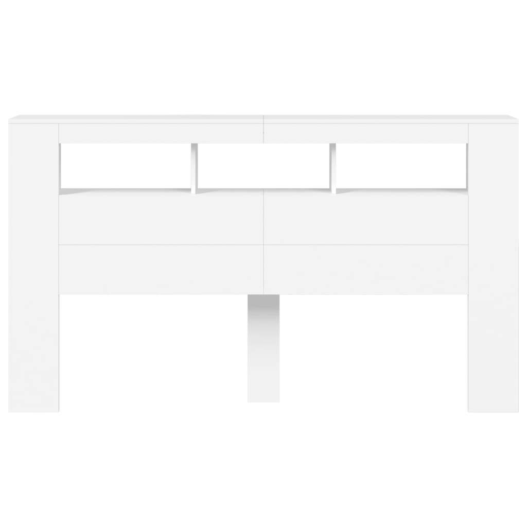 LED Headboard White 180 cm Engineered Wood