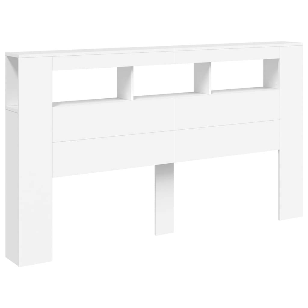 LED Headboard White 180 cm Engineered Wood