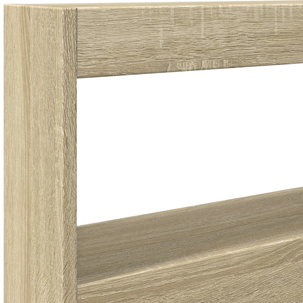 Headboard Cabinet with RGB LED Lights Storage 100cm Engineered Wood Oak